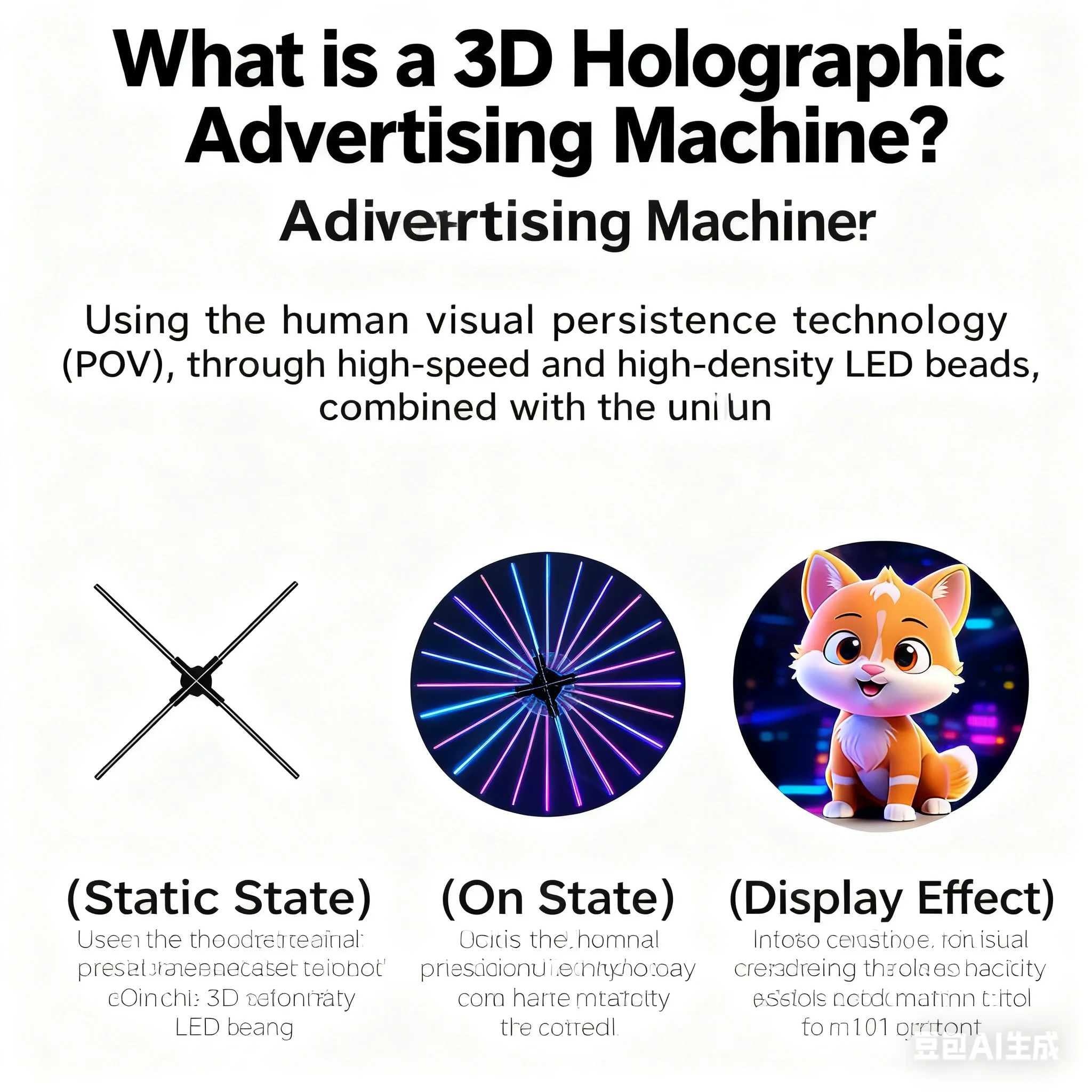 3D Hologram Fan Ads Machine, Naked Eye Suspended Air Projection, Screenless Stereo Imaging, Creative Commercial Display For Cros