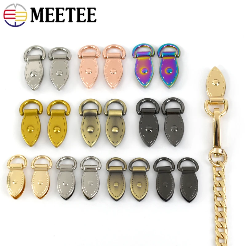 

4/10Pcs Side Clip Buckle Leaf D Ring Metal Buckles Bag Strap Carabiner Clips Chain Connector Hanger Hooks Leather Screw Nail Kit