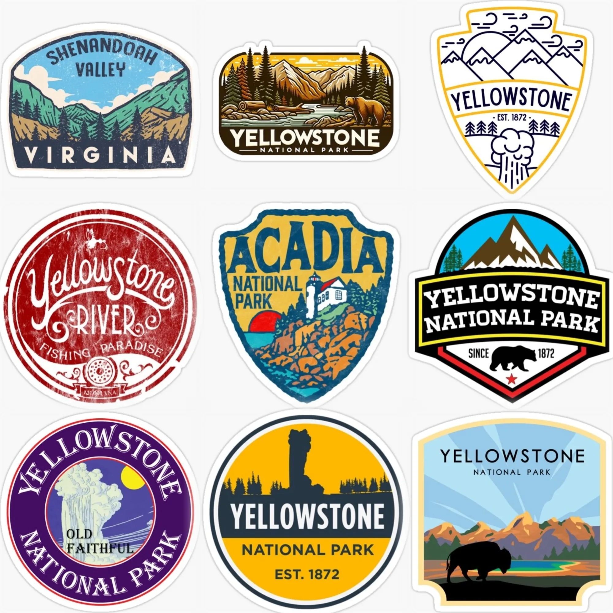 

Yellowstone National Park Mountain Creative PVC Sticker for Decorate Car Van Bicycle Helmet Window Fridge Decal Accessories
