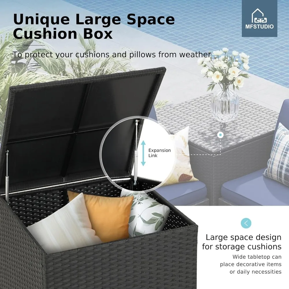 طقم أثاث فناء من الخيزران مكون من 4 قطع، أطقم محادثة خارجية صغيرة على شكل حرف L