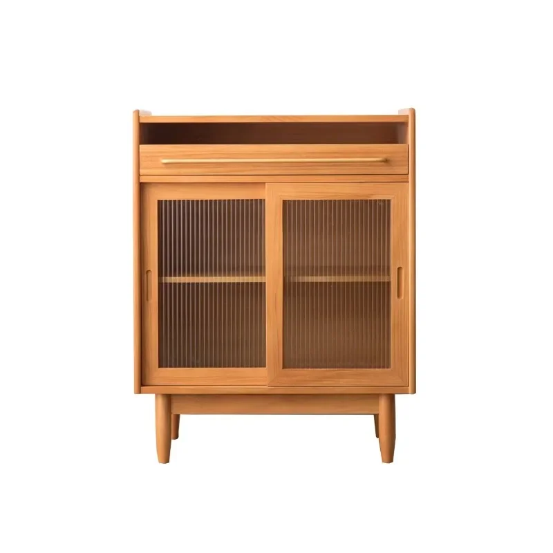 خزانة جانبية لتناول الطعام على الطراز الشمالي مصنوعة بالكامل من الخشب الصلب وخزانة شاي بسيطة لغرفة المعيشة مدمجة على الحائط الياباني #1