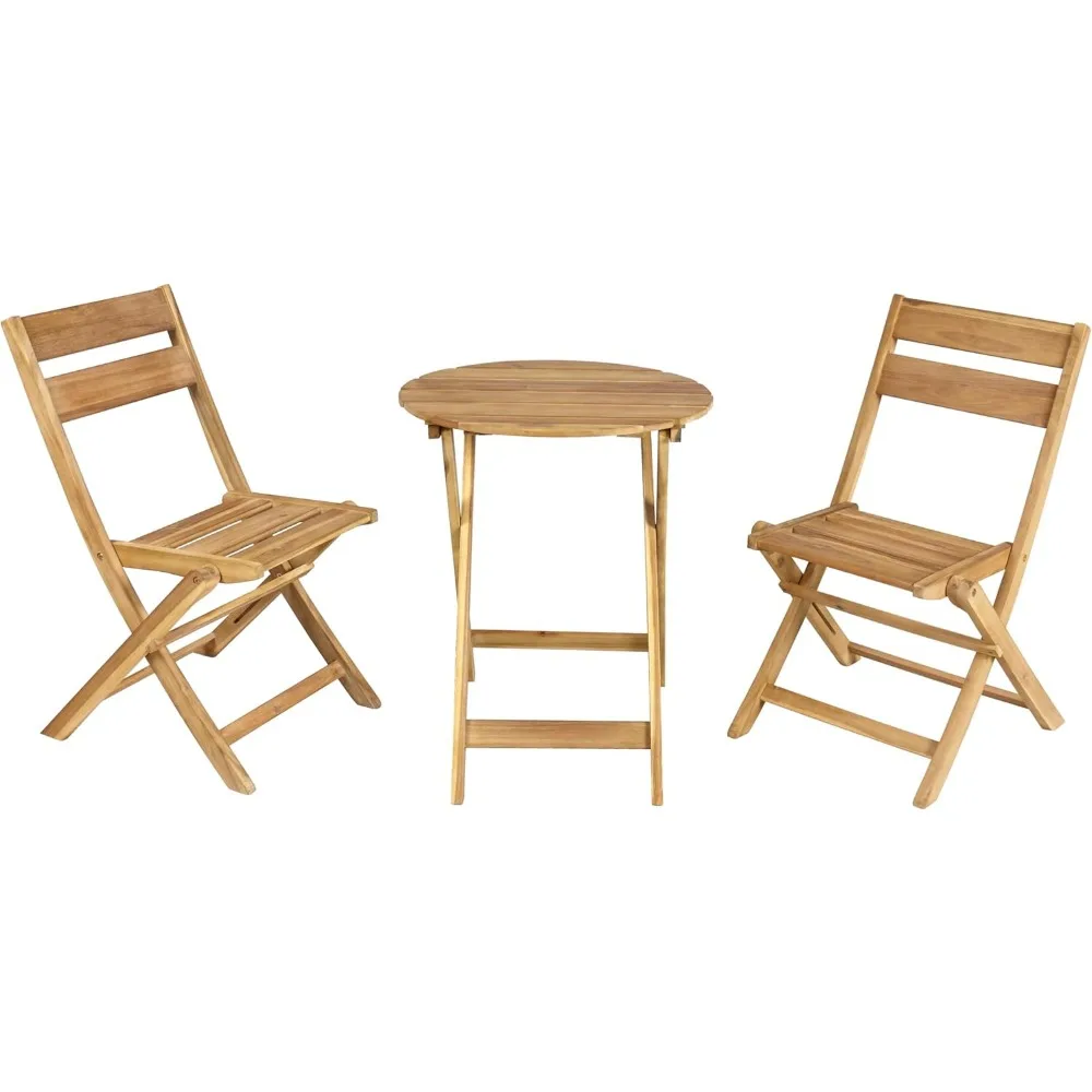 Ensemble bistro pliant, finition teck