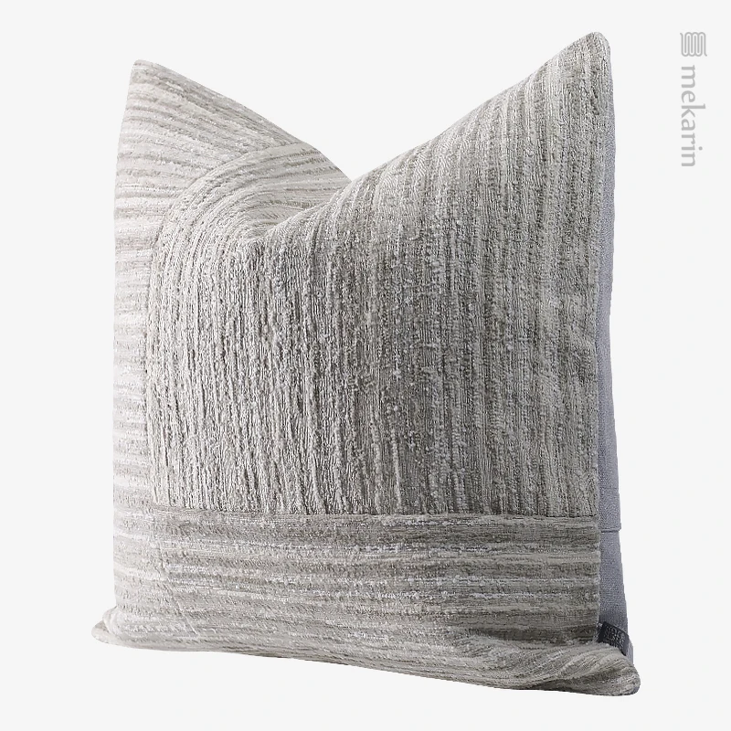 Original design model room sofa pillow living room pillow simple beige texture stripe stitching square pillow seat cushion