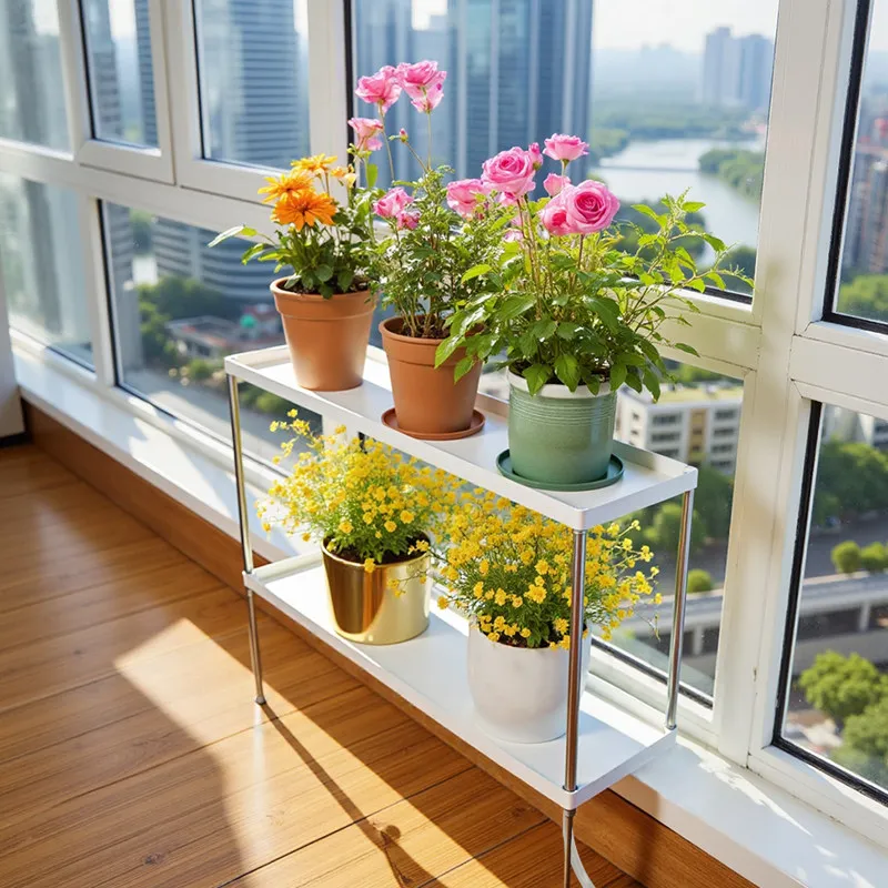 Balcony widened flower stand narrow window sill  plate 2026 new wrought iron floor countertop rack expansion