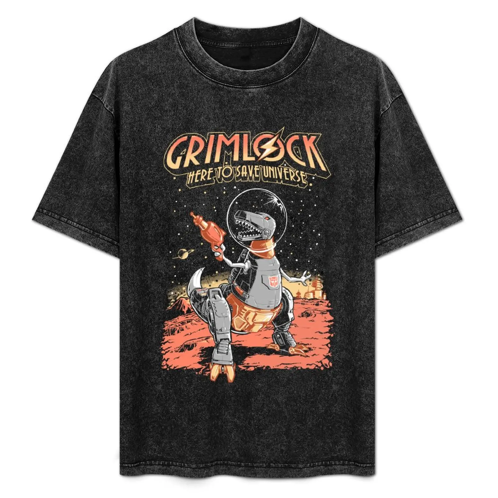 

Grimlock Here to save universe T-Shirt Non-Shrink Basic Cotton T-Shirt