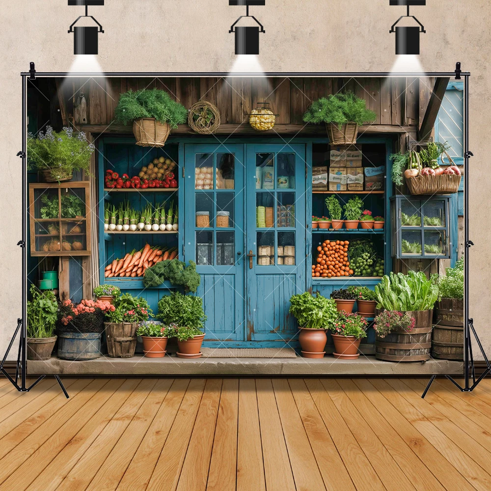 Carrot Market Wooden House Background Custom Spring Farm Party Decor Banner Adult Kid Portrait Photography Backdrop Photo Studio