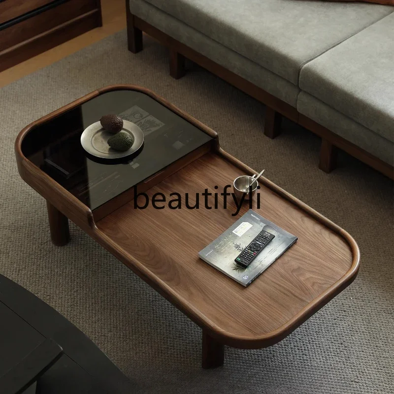 

yj57 Black Walnut Wood Coffee Table Solid Wood Coffee Table Simple Modern Tea Table Tea Desk Small Apartment Living Room