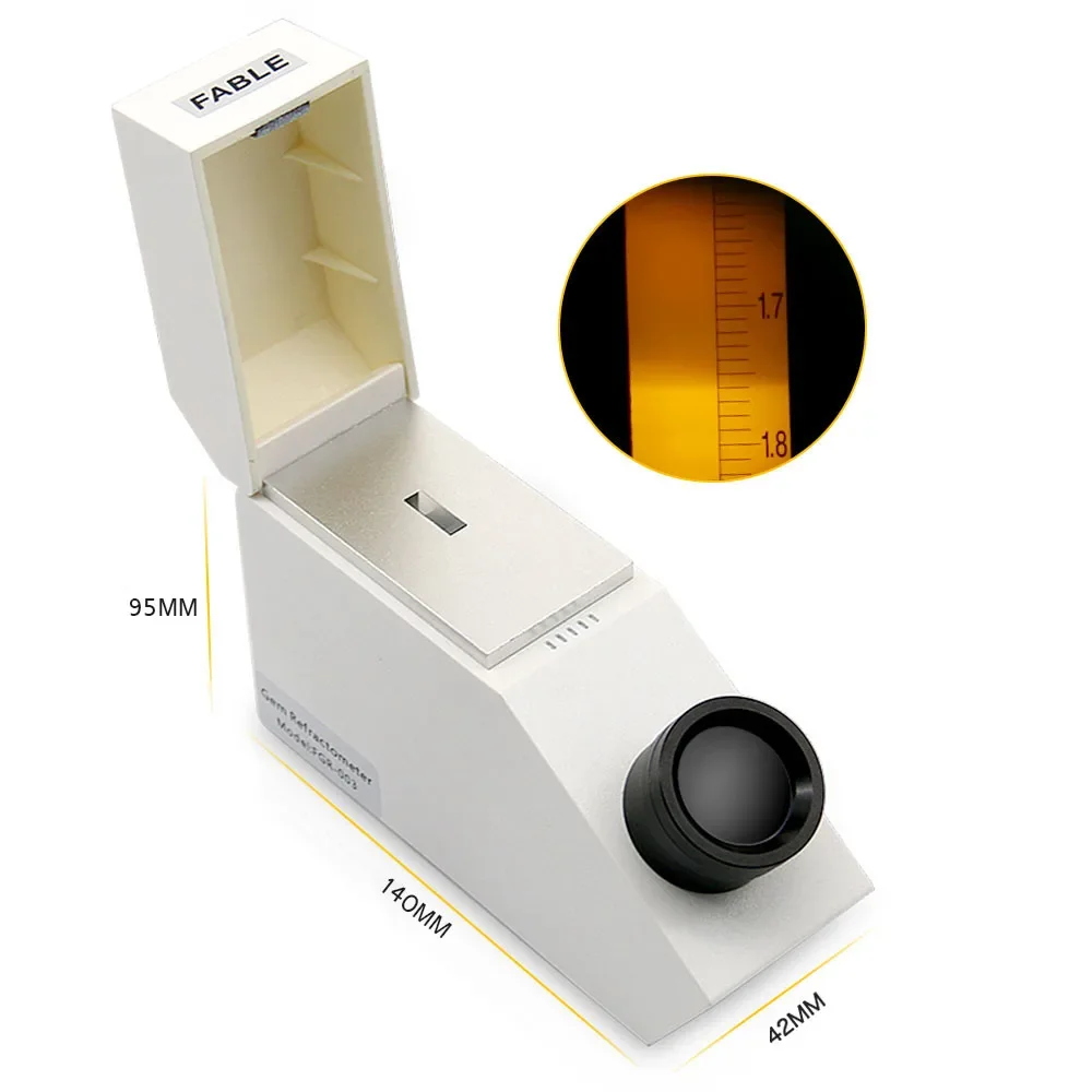 

Gemological Refractometer 1.35 - 1.85 RI Refractive Index Built In LED Light Gem Refractometer