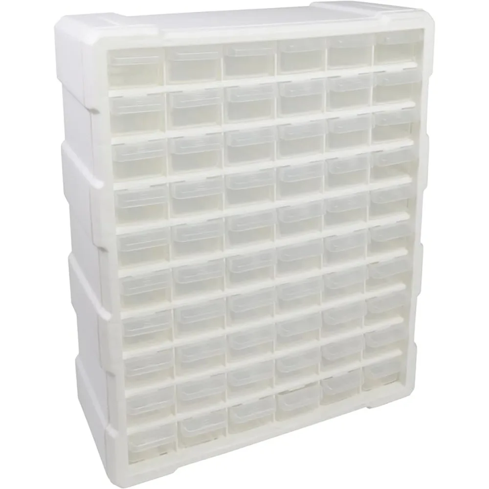 

Everything Mary 60 Drawer Organizer, White - Multi-Purpose Plastic Cabinet - Small Parts Storage Containers for Craft