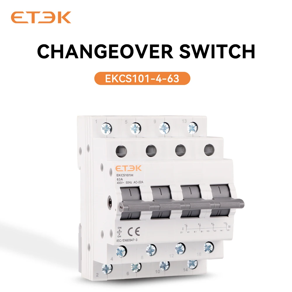ETEK 1/2/4P  Din Rail Isolating Disconnecting Switch Dual Power Manual Transfer Isolating Switch Interlock Circuit Breaker EKCS