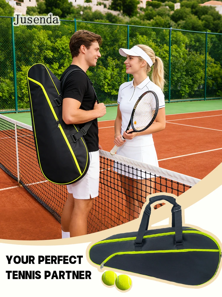 Jusenda Tennis Racket Bag Outdoor Large Capacity Sporting Tennis Bag Dry&wet Separation Bag Can Hold 2 Rackets