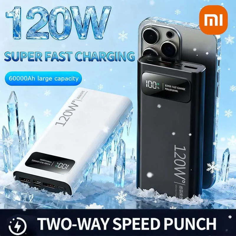 Xiaomi 200000mAh قوة البنك 120W سوبر شحن سريع البطارية عالية السعة شاشة ديجيتال قوة البنك آيفون سامسونج هواوي