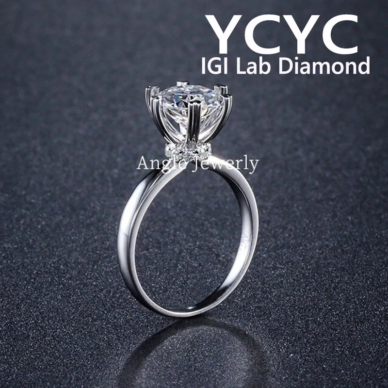 5ct Round D VS Color CVD Lab Grown Diamond Rings for Women PT950 gold Ring Wedding Bride Jewelry fashion jewelry wholesale ﻿