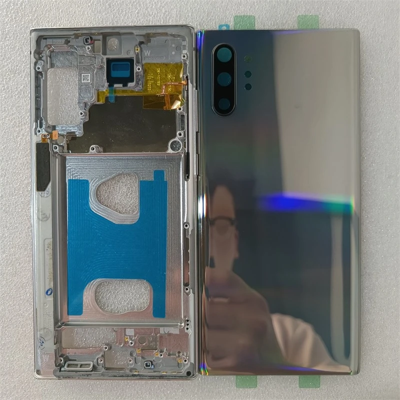 samsung-galaxy-note-10-plus-n975用ミドルフレーム-ガラスバッテリーバックカバーリアドア（カメラレンズ付き）フルフォンハウジングケース