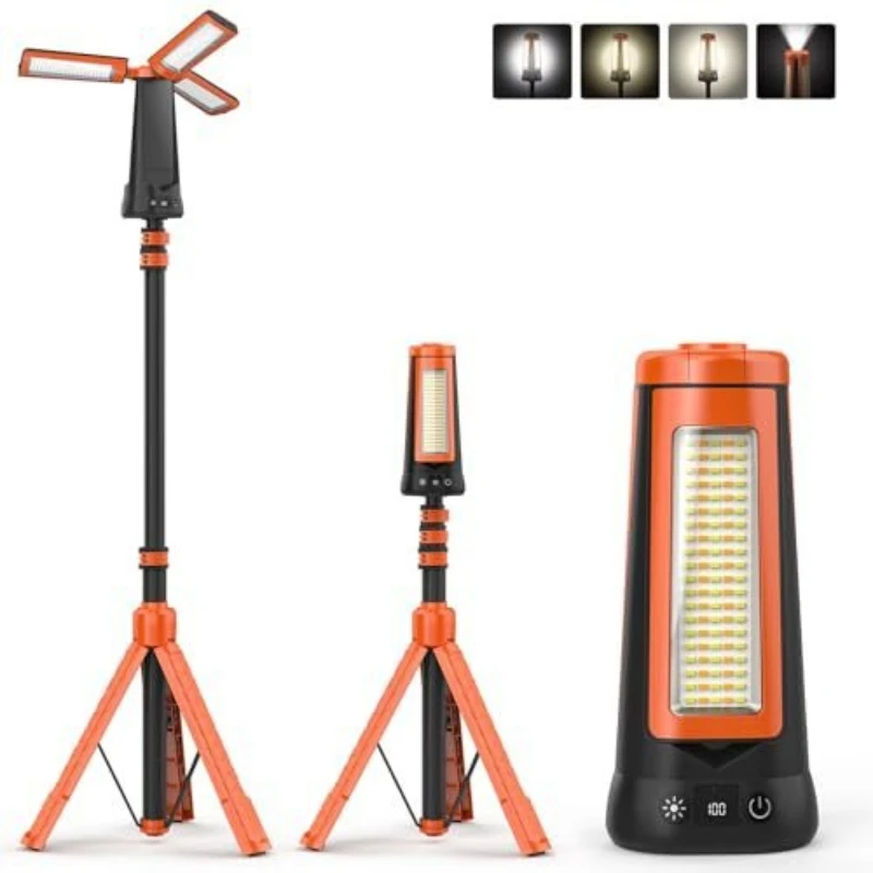 Solar bracket camping light strong light charging long battery life work light multi-function three-leaf folding portable