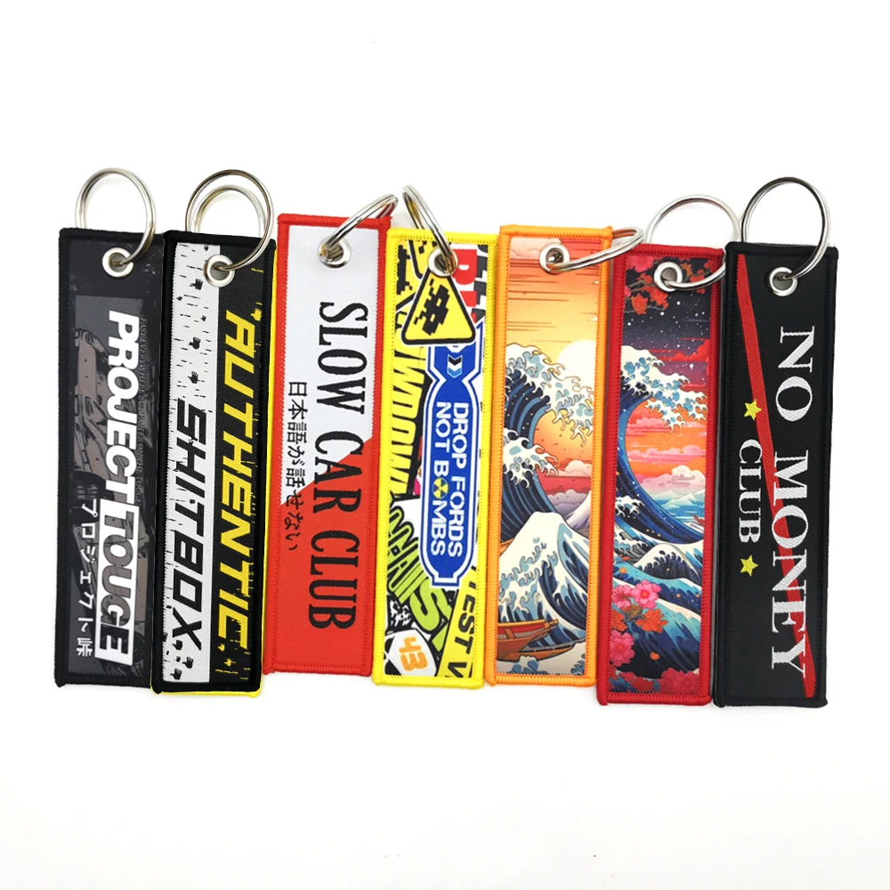 Newest JDM Embroidered Keys Tag Racing Style Keychains for Man Keyrings Japanese Anime Car Keys Accessories Gifts