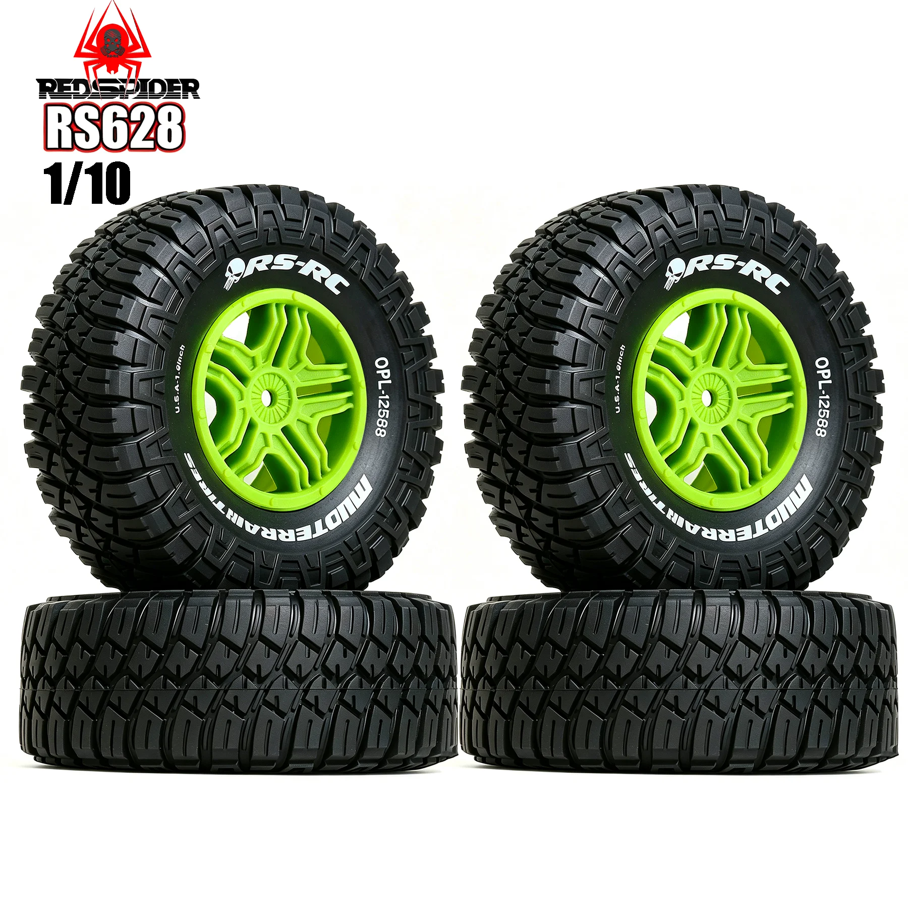 RED SPIDER 4Pcs 1/10 Short Course Truck Tires Tyre Wheel With 12mm Hex For Slash Arrma Senton HuanQi 727 Vkar 10sc Hpi Rc Car