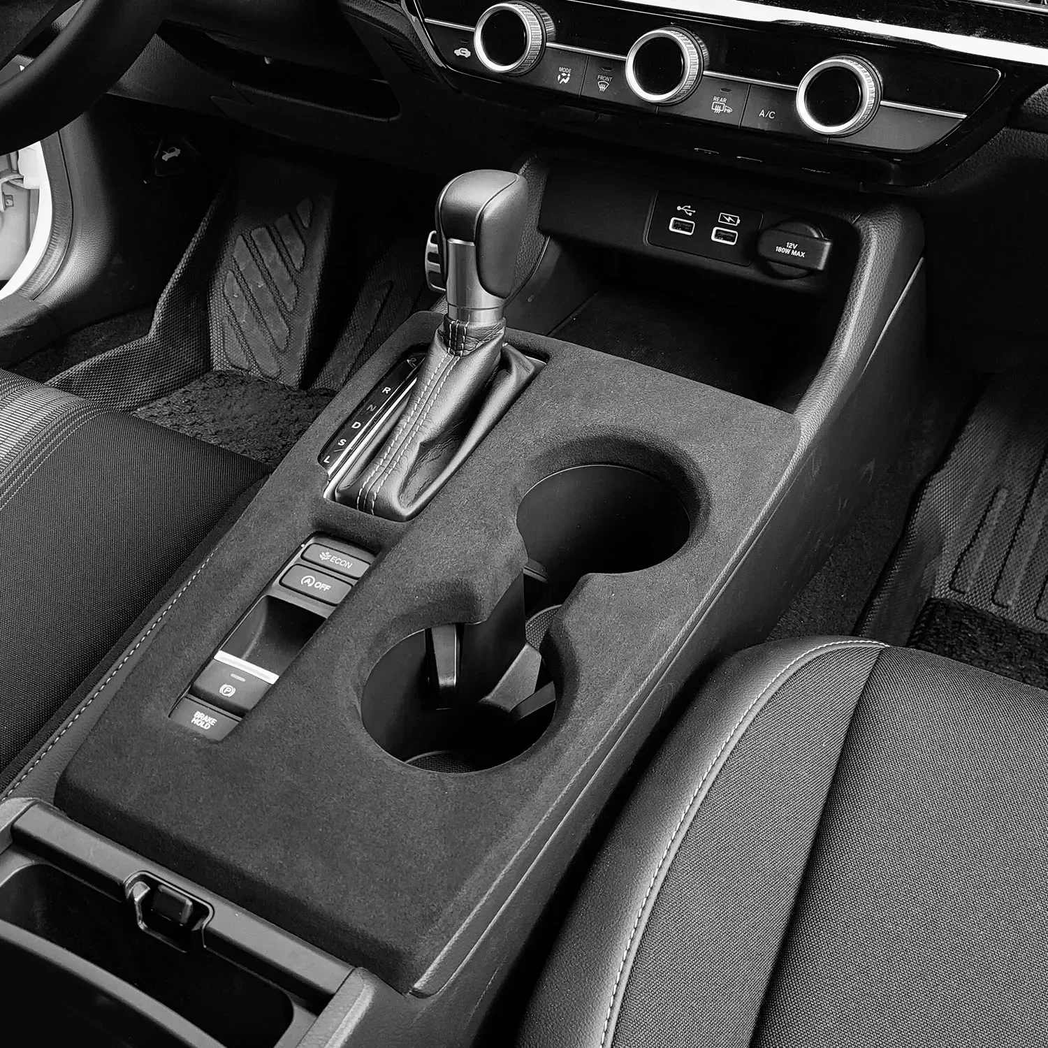 

For HONDA 11th CIVIC FL5 2022 2023 2024 2025 2026 Interiors Suede Overlay Cover on Armrest, Central Gear Shift, Door, Air Outlet