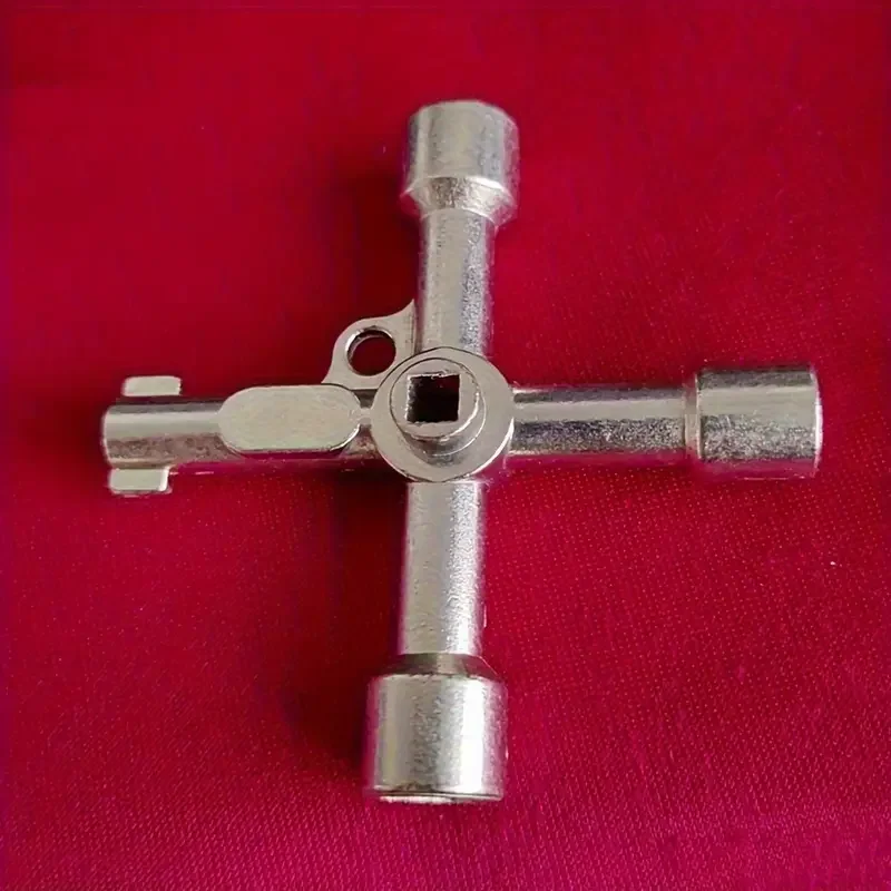 Industrial Multi-Function Cross Wrench, Zinc Alloy Triangle & Hex Key for Elevators, Control Panels & Valves
