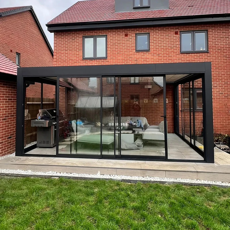 Motorized Aluminum Pergola with Adjustable Louver Roof LED Lights Waterproof Sunshade for Outdoor Patio Garden