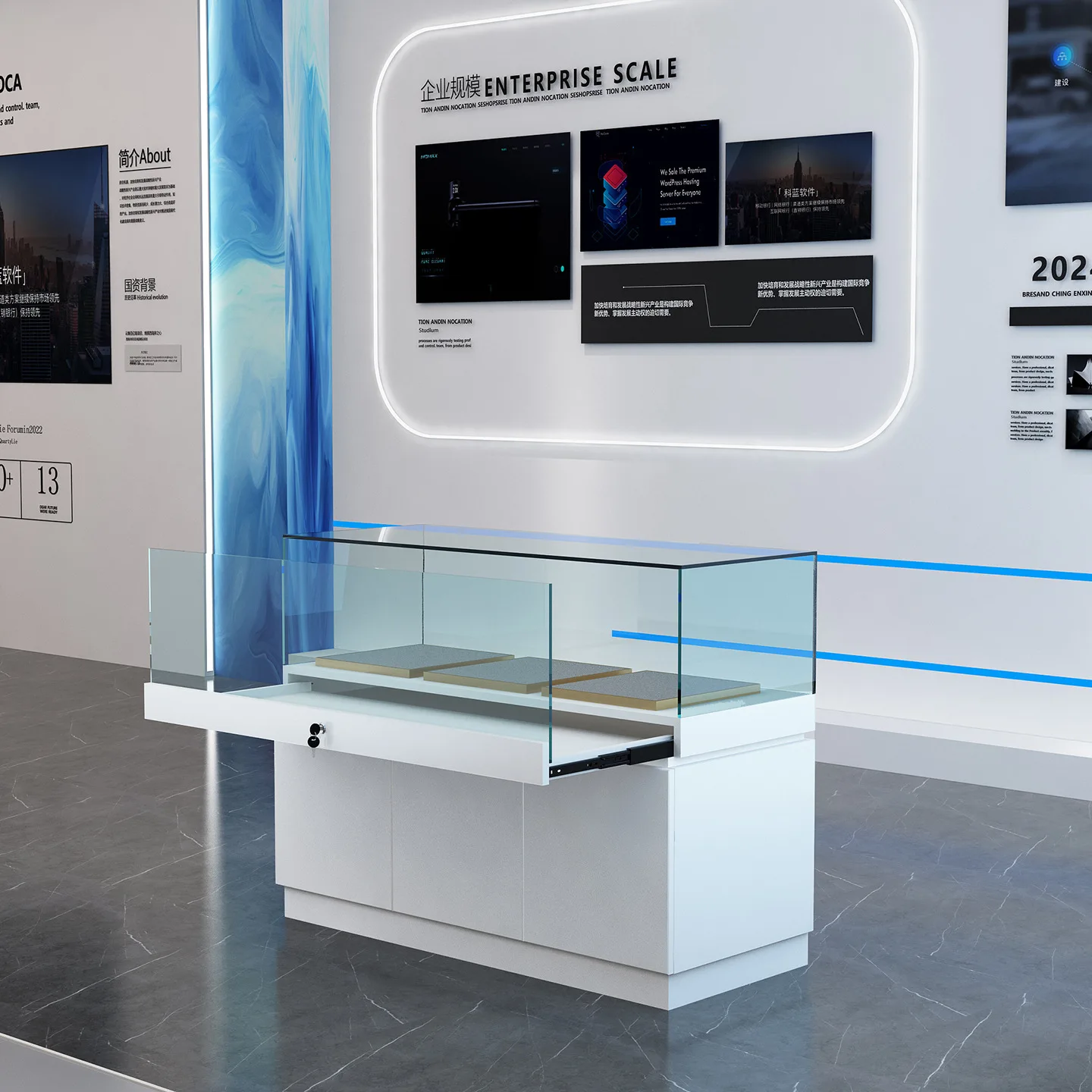 Mobile phone shopping mall exhibition hall display case Museum cultural relics cabinet Glass door Commercial None