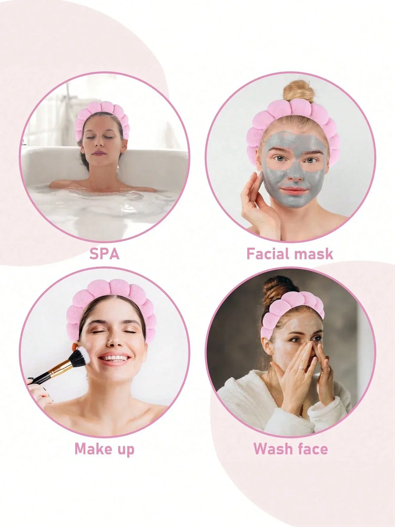 

Набор из 6 мягких повязок для лица с резинками для волос для макияжа, спа-процедур, душа и ухода за собой