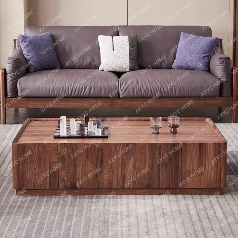 

Lblack walnut marble slate coffee table light luxury modern simple large apartment living room