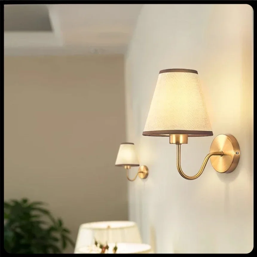 

Modern LED Wall Lamp Retro E27 Creative Fabric Black/white/copper Indoor Bedside Bedroom Living Room Hotel