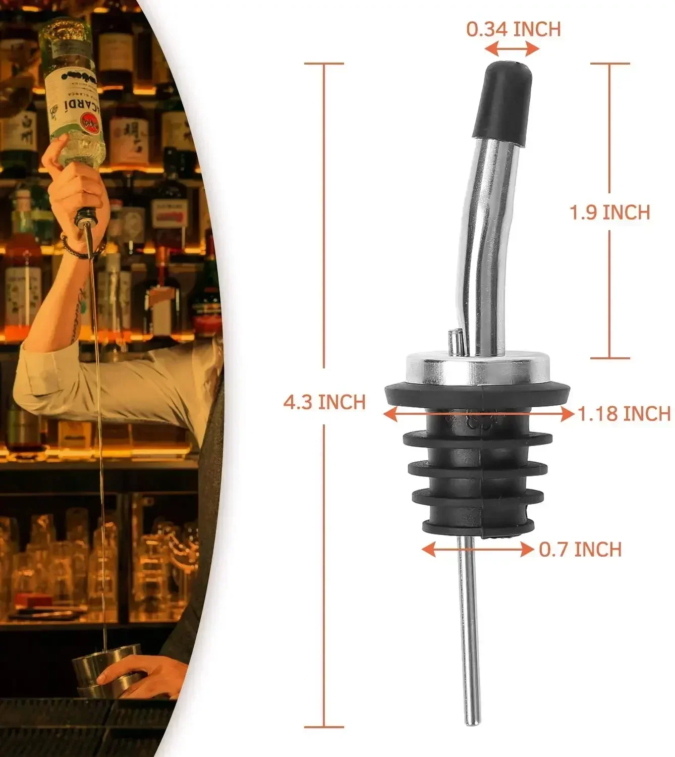 304 Stainless Steel Stopper For Bottle Wine Pour Bar Cocktail Shaker Fancy Shaker Mouth Bottle Stopper Drain Bar Accessories