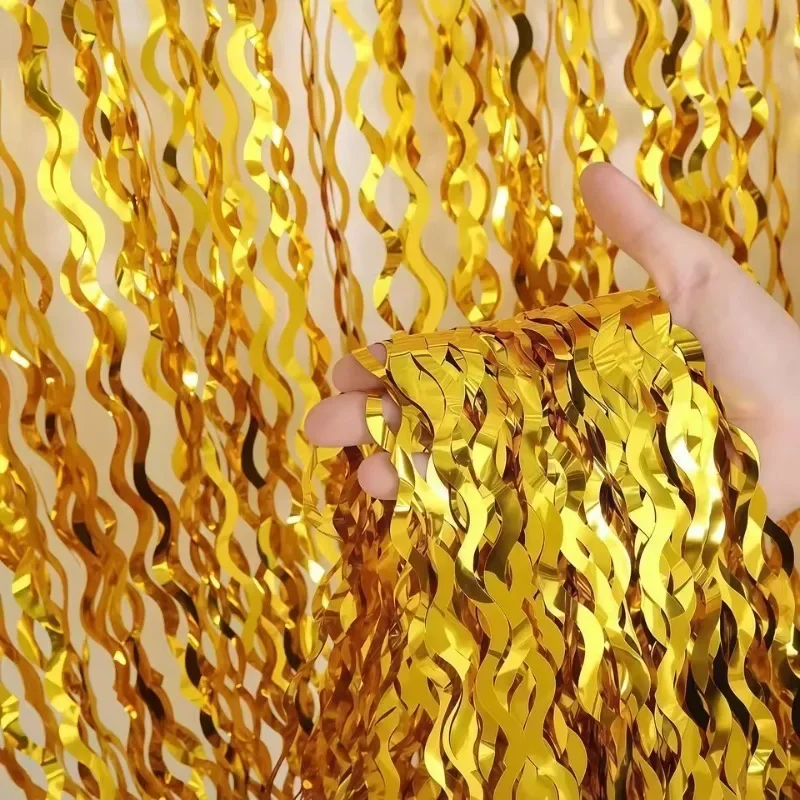 1/2PCS Disco Party Hintergrund Hochzeit Dekoration Folie Fringe Vorhang Pailletten Bachelorette Foto Hintergrund Wand Vorhang Geburtstag – Detail 4