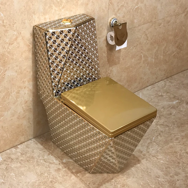 Customized Thailand Export Tuhao Gold Toilet Color Gold Siphon Flush Toilet Deodorant Gold Sit Toilet Electric Gold Plated