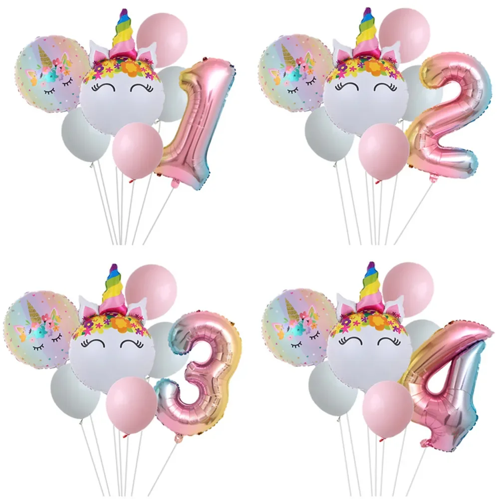 

Unicorn Birthday Party Decoration 1-4 Years Old Foil Balloon Rainbow Theme Wedding Toy