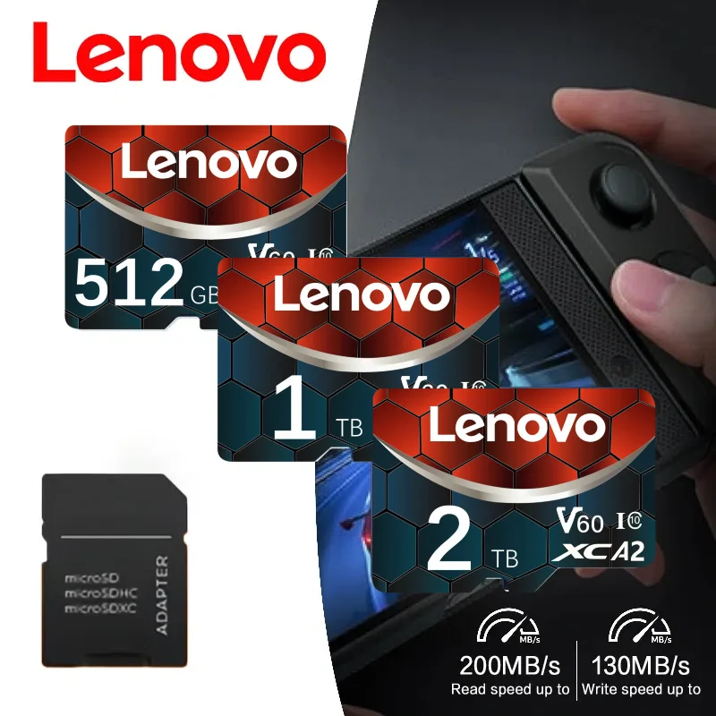 Lenovo Extreme Micro SD Card 2TB Memory Card U3 A2 V30 UHS-I Class10 4K 5K Video Waterproof High Speed For Phone Camera DJI PC