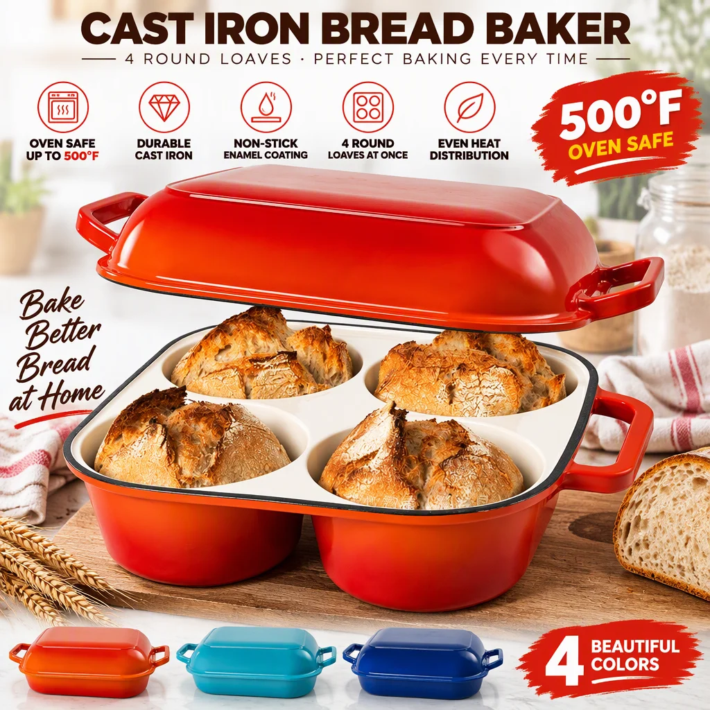 1SET Mini Dutch Oven for Sourdough Bread Baking - Enameled Cast Iron Dutch Oven Pot , four Round Bread Loaf Pan for Bread Baking
