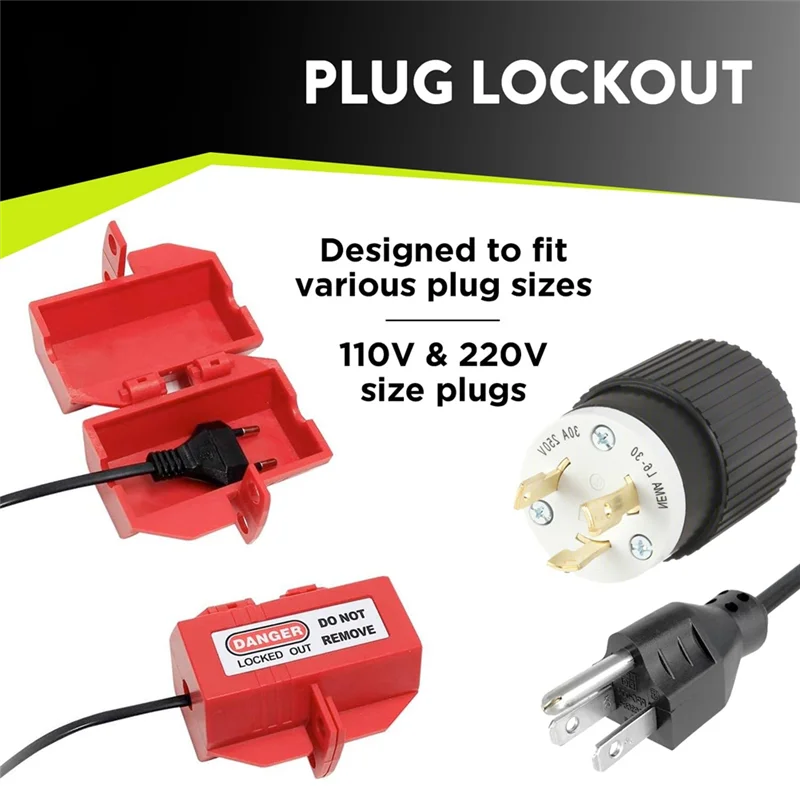 

Y22A-Plug Lock For Lockout Tag Kit, Plug Cord Lock 110 Volt And 220 Volt Power Cord Lock,Red Electrical Plug Lock Cover