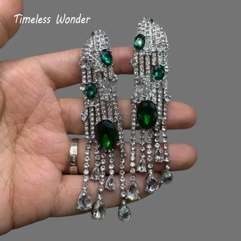 Timeless Wonder Fancy Zircon Geo Tassel Button Earrings for Women Designer Jewelry Punk Sweet Gift Rare Top Classy 3346