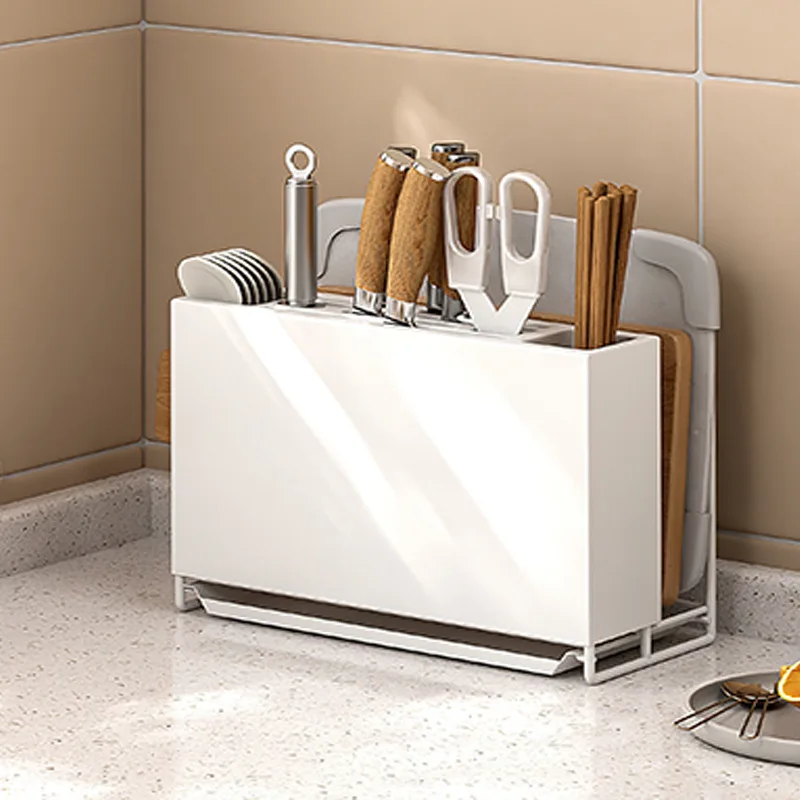 

Modern Stand Kitchen Organizer Shelf Kitchen Storage Rack Multifunctional Storage Knife Rack with Drain Tray