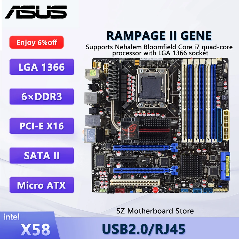 Rampage II GENE　X58　　i7 965、8GB　LGA1366 S5cba695147d94646be690e5f0742f