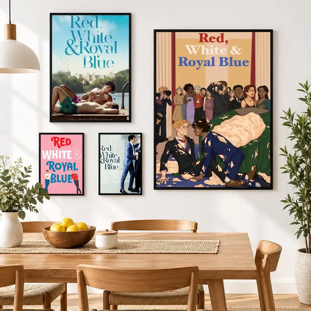 Film Red White And Royal Blue Poster Waterproof HD Modern Peel And Stick Wall Decor Living Room Dorm Garage