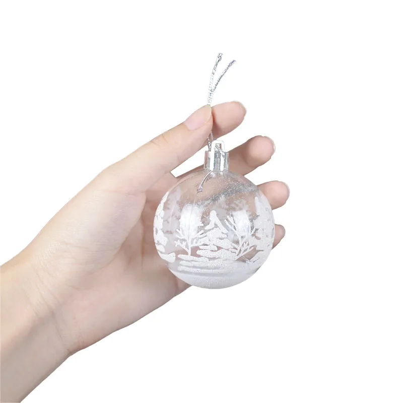 IkPmotfor-Décoration de Sapin de Noël Transparente, Neige, Facile à Transférer, Ornements de Noël, 6 Pièces, 6cm