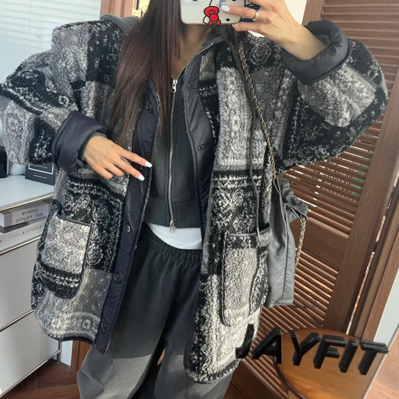 

Свободное повседневное хлопковое пальто на пуговицах в стиле ретро, женское зимнее теплое пальто с мехом ягненка, трендовое теплое пальто в Корейском стиле, уличная одежда