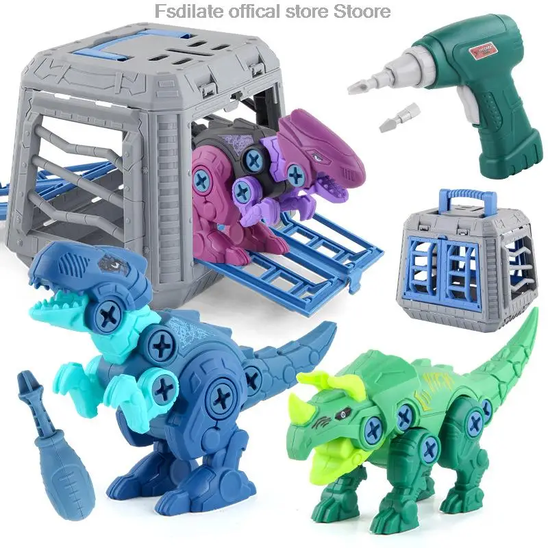 DIY assembled dinosaur Building block toys Assembly of Tyrannosaurus Rex building blocks with Mini electric drill gift for kids