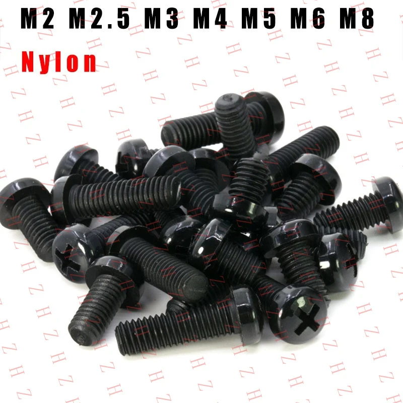 

U+ M2 M2.5 M3 M4 M5 M6 M8 Black Plastic Bolts Nylon Phillips Pan Head Screws【Wholesale private message sellers】