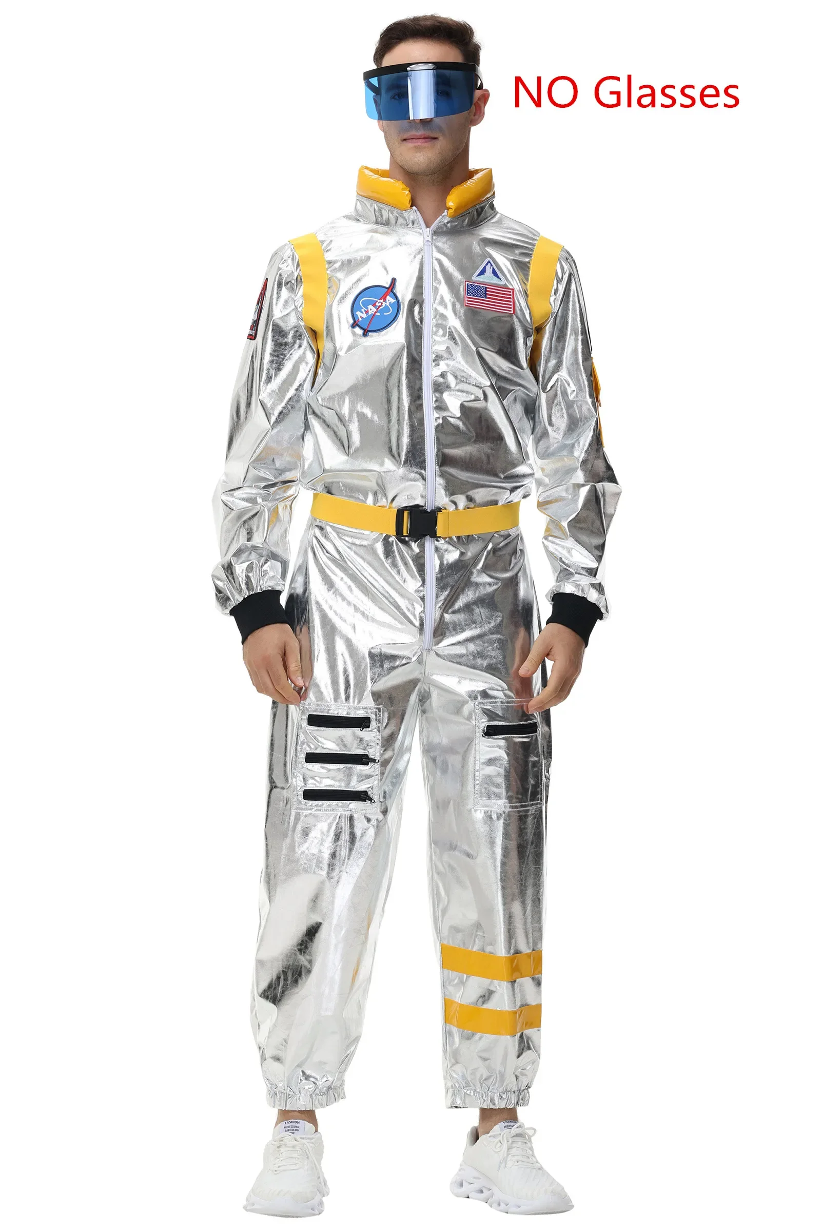 Volwassen zilveren astronaut kostuum mannen vrouwen ruimtevaarder pak ruimte jumpsuit halloween cosplay party dress up