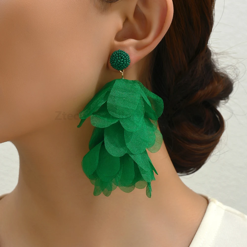 Корейские модные большие висячие серьги для женщин, красочные цветочные бисерные серьги в стиле бохо, роскошные очаровательные необычные вечерние ювелирные изделия, кулон