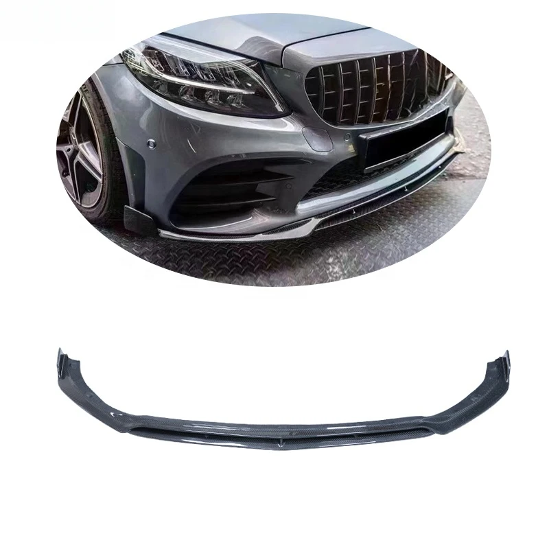 

Carbon Fiber Front Bumper Lip Spoiler for C-Class W205 C205 A205 C200 C300 2D 4D 2019-2022