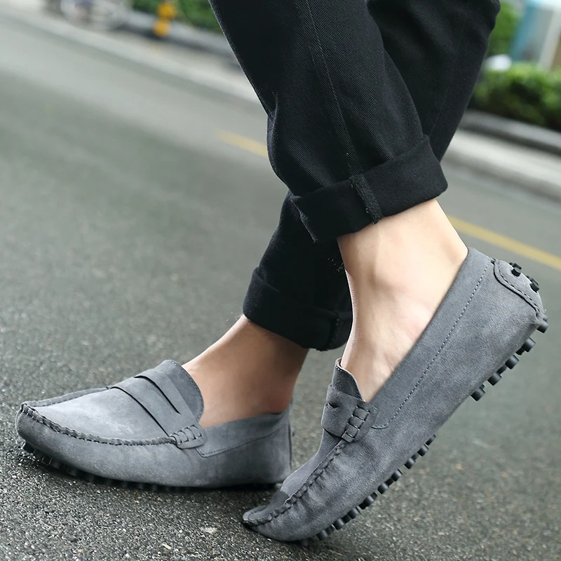 Men Casual Shoes Fashion Men Shoes Handmade Suede Genuine Leather Mens Loafers Moccasins Slip on Men\'s Flats Grainy Driver Shoes