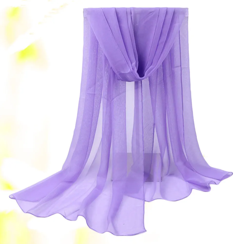 

Sunscreen Scarf Solid Color for Women Summer Purple Gauze Capes Stylish