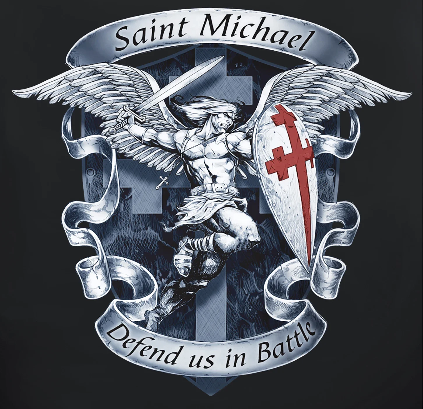 سانت مايكل الدفاع عننا في معركة الكاثوليكية The Archangel كنزة قطيفة جديدة 100% قطن بلوزات رجالي غير رسمية موضة ملابس الشارع #3