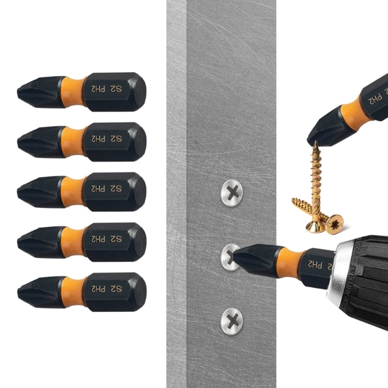 25mm Impact Screwdriver Bits Antislip Designs for Enhances Performances Home Repairs Accurate Handling Of Complex Parts 37JD